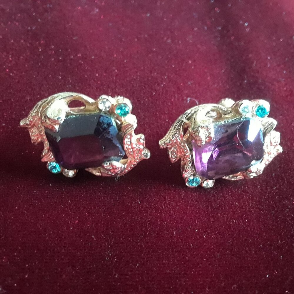 Purple Rhinestone earrings